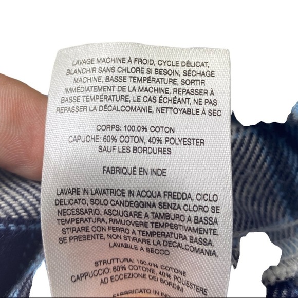 Columbia Flannel Hoodie Blue Plaid Button Up Size Large - Picture 9 of 10